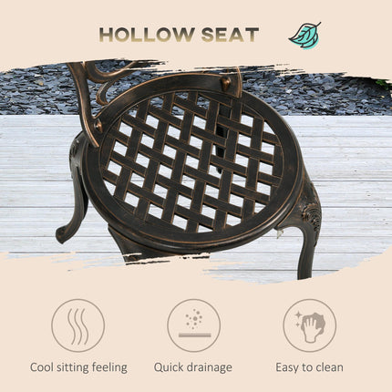 3 Piece Aluminium Garden Bistro Set with Umbrella Hole - Bronze