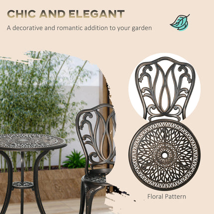 3 Piece Aluminium Garden Bistro Set with Umbrella Hole - Bronze