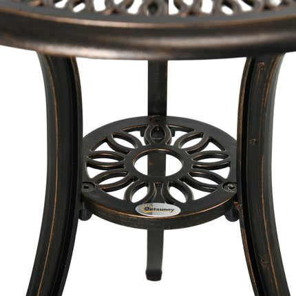 3 Piece Aluminium Garden Bistro Set with Umbrella Hole - Bronze