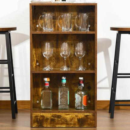 Industrial Bar Table Set for Two with Storage Shelves - Black and Brown
