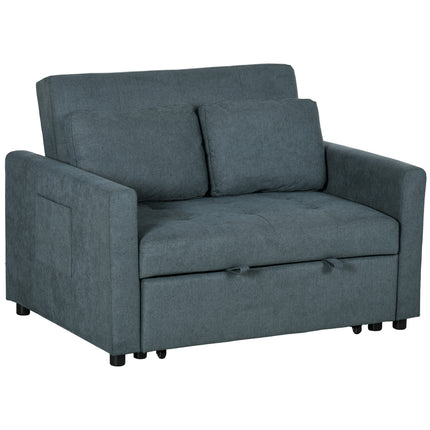 Loveseat Convertible Sofa Bed with 2 Cushions and Side Pockets - Charcoal Grey