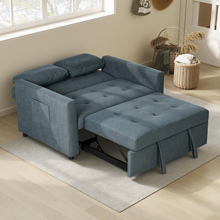 Loveseat Convertible Sofa Bed with 2 Cushions and Side Pockets - Charcoal Grey