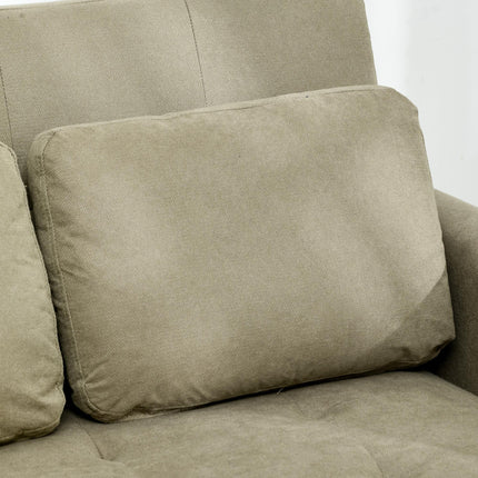 Convertible Loveseat Sofa Bed with Cushions and Side Pockets - Light Brown