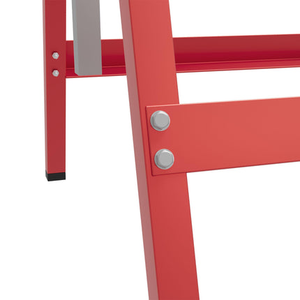 Set of 2 Adjustable Telescopic Builders Trestles Folding Steel Work Benches - Red