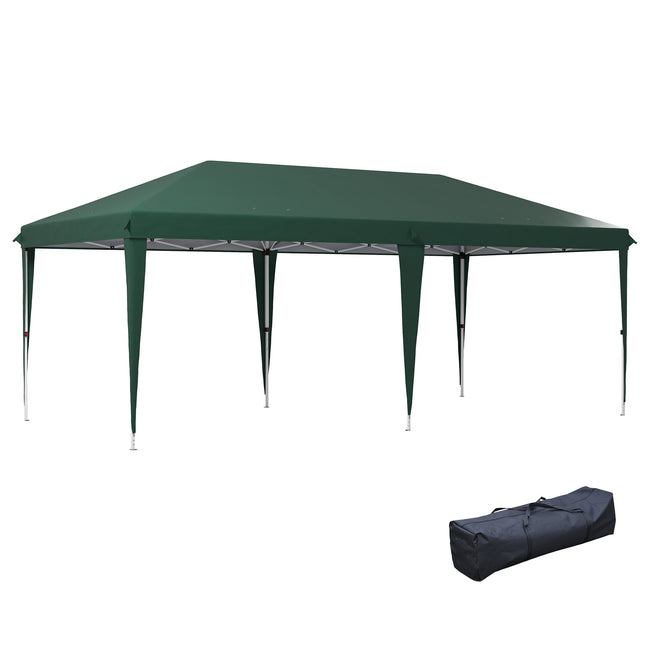 6 x 3 Metre Pop-Up Steel Frame Gazebo Weatherproof - Green