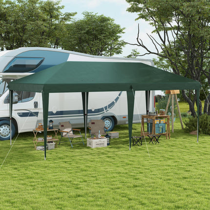 6 x 3 Metre Pop-Up Steel Frame Gazebo Weatherproof - Green