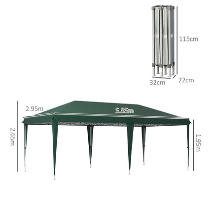 6 x 3 Metre Pop-Up Steel Frame Gazebo Weatherproof - Green