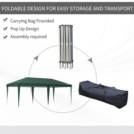 6 x 3 Metre Pop-Up Steel Frame Gazebo Weatherproof - Green