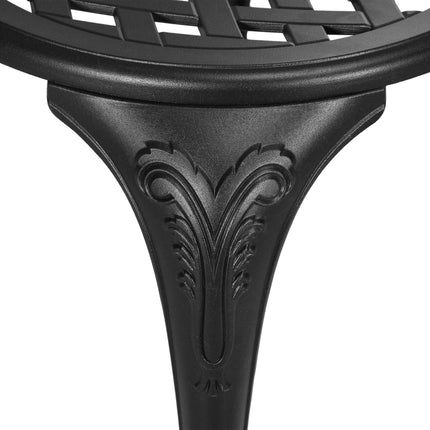 3 Piece Cast Aluminium Garden Bistro Set with Umbrella Hole for Balcony, Porch, Patio - Black