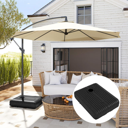 Heavy Duty Plastic Parasol Base with Wheels, Water & Sand Fillable - Black