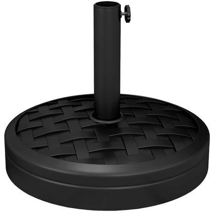 18kg Concrete Parasol Base 45cm Diameter with Rattan Effect - Black
