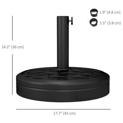 18kg Concrete Parasol Base 45cm Diameter with Rattan Effect - Black