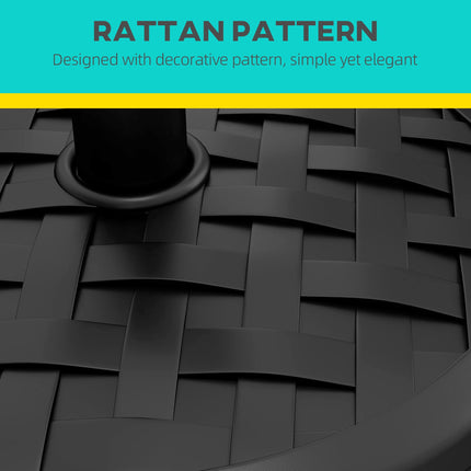 18kg Concrete Parasol Base 45cm Diameter with Rattan Effect - Black