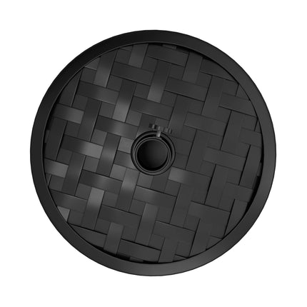 18kg Concrete Parasol Base 45cm Diameter with Rattan Effect - Black