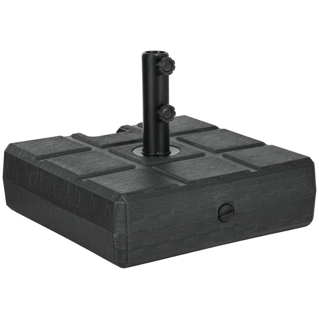 40kg Square Wood Effect Plastic Parasol Base for Outdoor Patio Umbrella - Black