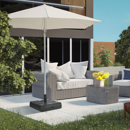 40kg Square Wood Effect Plastic Parasol Base for Outdoor Patio Umbrella - Black