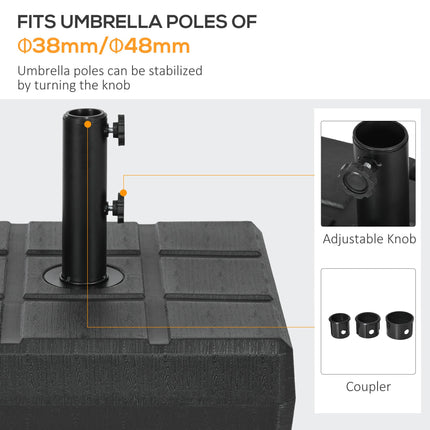 40kg Square Wood Effect Plastic Parasol Base for Outdoor Patio Umbrella - Black