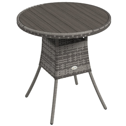 4 Seater PE Rattan Outdoor Dining Table with Wood-Plastic Top - Grey