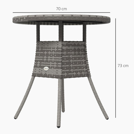 4 Seater PE Rattan Outdoor Dining Table with Wood-Plastic Top - Grey