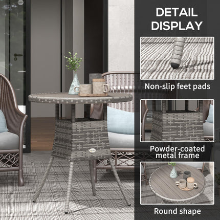 4 Seater PE Rattan Outdoor Dining Table with Wood-Plastic Top - Grey