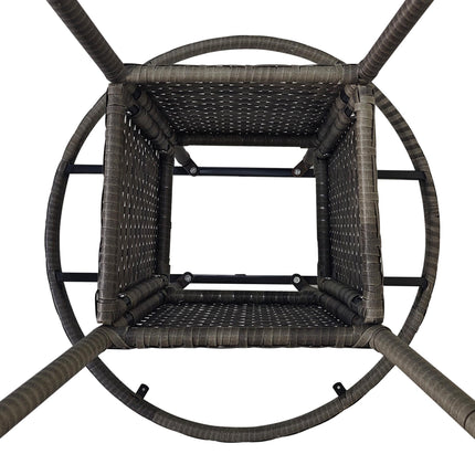 4 Seater PE Rattan Outdoor Dining Table with Wood-Plastic Top - Grey