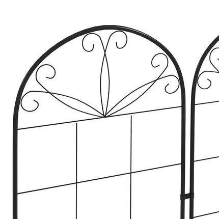 Set of 2 Metal Garden Trellis Panels with Decorative Leaf Design 50x180cm - Black