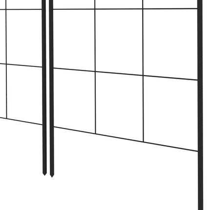 Set of 2 Metal Garden Trellis Panels with Decorative Leaf Design 50x180cm - Black