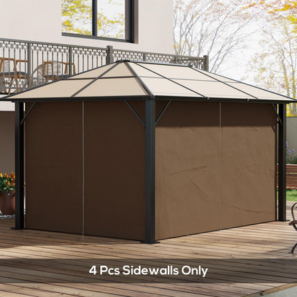 Set of 4 Polyester Gazebo Replacement Walls for 3x4m Gazebo - Dark Brown