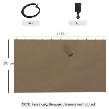 Set of 4 Polyester Gazebo Replacement Walls for 3x4m Gazebo - Dark Brown