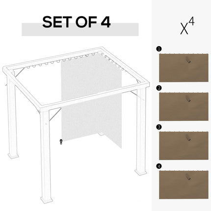 Set of 4 Polyester Gazebo Replacement Walls for 3x4m Gazebo - Dark Brown