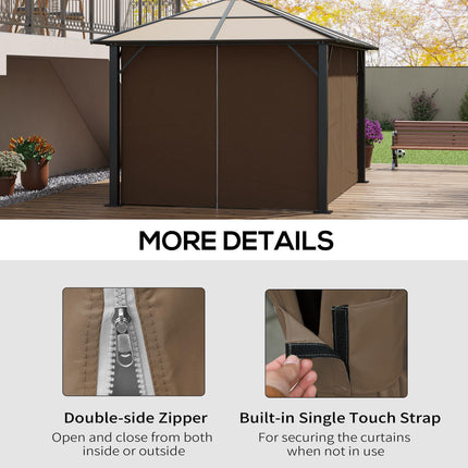 Set of 4 Polyester Gazebo Replacement Walls for 3x4m Gazebo - Dark Brown