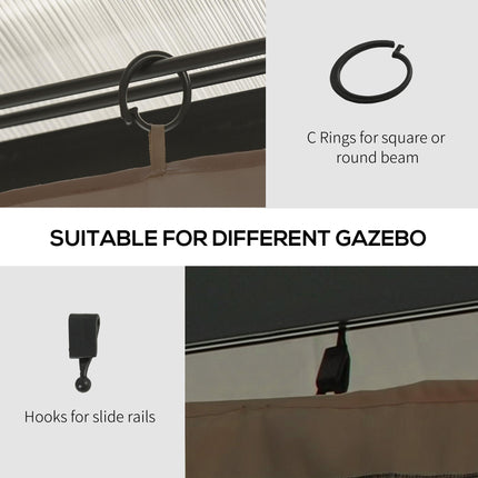 Set of 4 Polyester Gazebo Replacement Walls for 3x4m Gazebo - Dark Brown