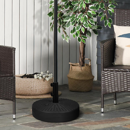 29kg Round Rattan Effect Umbrella Parasol Base for Outdoor Patio - Black