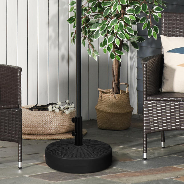 29kg Round Rattan Effect Umbrella Parasol Base for Outdoor Patio - Black