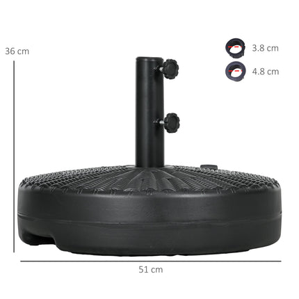 29kg Round Rattan Effect Umbrella Parasol Base for Outdoor Patio - Black