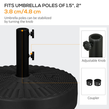 29kg Round Rattan Effect Umbrella Parasol Base for Outdoor Patio - Black