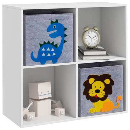 Kids Toy Box with 2 Non-Woven Fabric Drawers and Cartoon Design - White