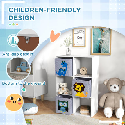 Kids Toy Storage Box with 3 Fabric Drawers and Cartoon Design - White