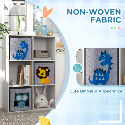 Kids Toy Storage Box with 3 Fabric Drawers and Cartoon Design - White