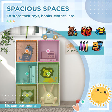 Kids Toy Storage Box with 3 Fabric Drawers and Cartoon Design - White