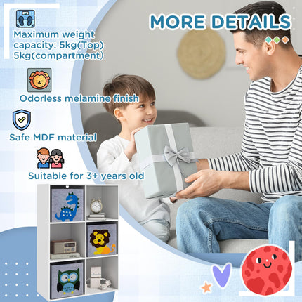 Kids Toy Storage Box with 3 Fabric Drawers and Cartoon Design - White