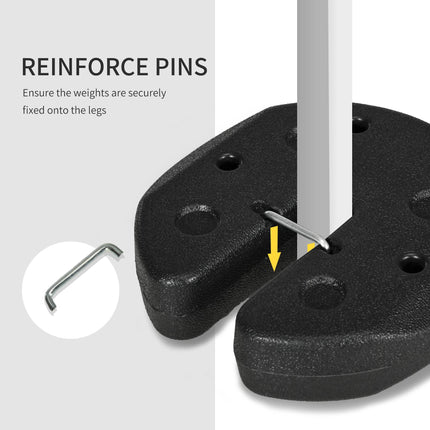 12KG Gazebo Weights Set of 4 with Reinforced Pins and Carry Belt for Canopies Marquees Tents - Black
