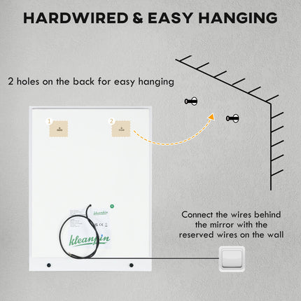 LED Bathroom Mirror with Adjustable Lighting, Anti-Fog Function & Shelf - Silver