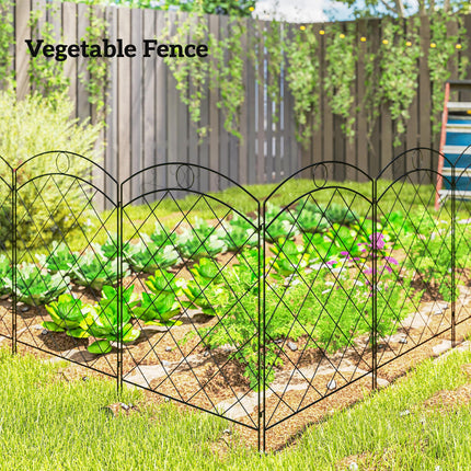 Set of 4 Steel Decorative Outdoor Picket Fence Panels 3.5m Length - Black