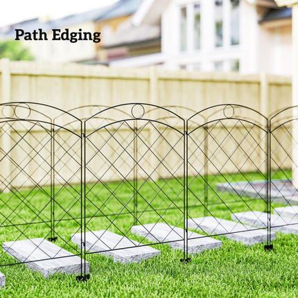 Set of 4 Steel Decorative Outdoor Picket Fence Panels 3.5m Length - Black