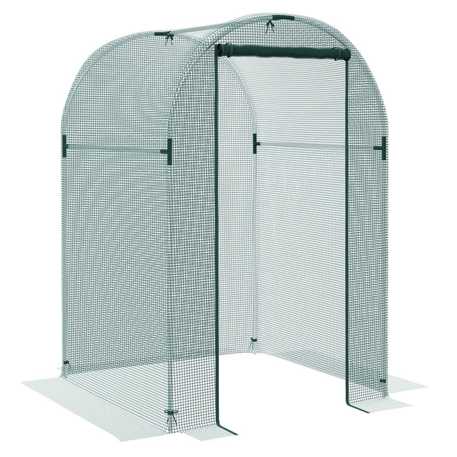 Mini Polytunnel Greenhouse 120 x 120cm with Zipped Door - Green