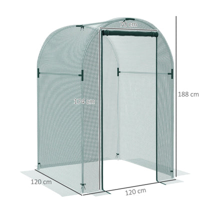 Mini Polytunnel Greenhouse 120 x 120cm with Zipped Door - Green