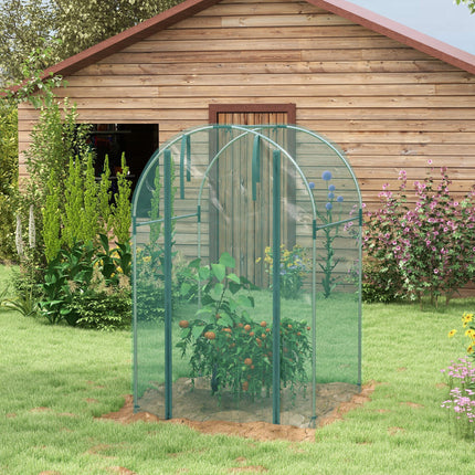 Mini Polytunnel Greenhouse 120 x 120cm with Zipped Door - Green