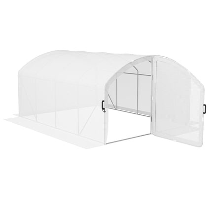 4 x 3m Polytunnel Greenhouse with UV Resistant PE Cover and Galvanised Steel Frame - White