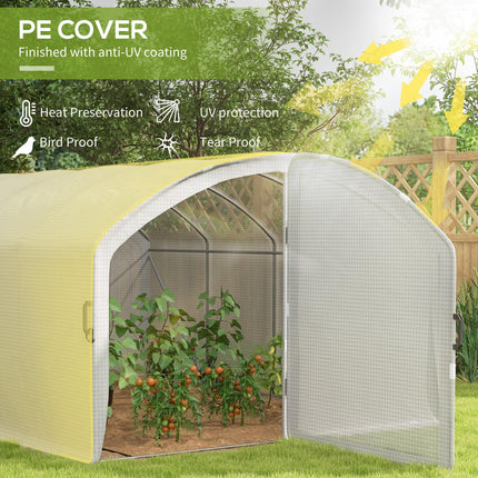 4 x 3m Polytunnel Greenhouse with UV Resistant PE Cover and Galvanised Steel Frame - White